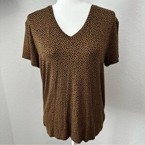 Nine West Soft Spun Leopard Print V-Neck T-Shirt